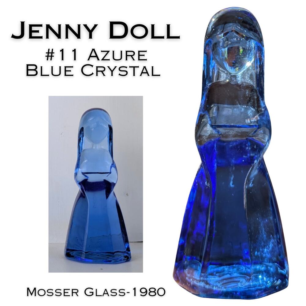 Mosser Glass Jenny Doll Azure Blue #11 1980 Crystal Vi Hunter Vintage Figurine